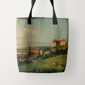 Tote Bags Bernardo Bellotto View of Pirna from the Sonnenstein Castle