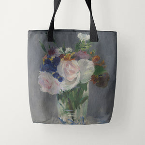 Tote Bags Edouard Manet Flowers in a Crystal Vase