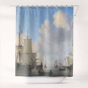 Shower Curtains Willem van de Velde Dutch Ships in a Calm